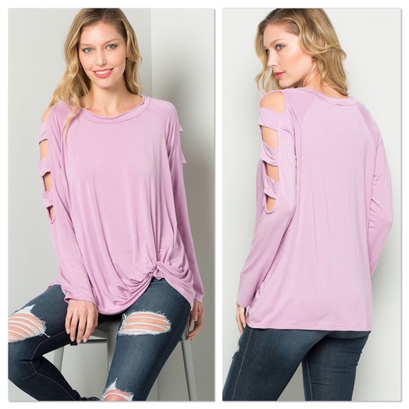 Ice Rose Ladder Sleeve Side Knot Tunic - Picture 6 of 6